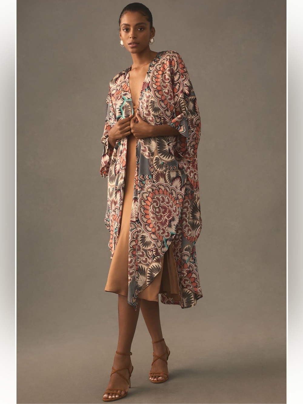 NWOT Anthropologie Printed Satin Kimono